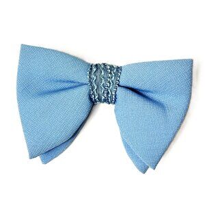 Vtg  Authentic 70's Blue Bow Tie  Clip-On Oversized Large Butterfly
